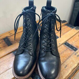 Alex Marie Black Leather Combat Boots
